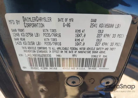 2006 Jeep Liberty Sport z USA, uszkodzony, nr VIN 1J4GL48K06W286936